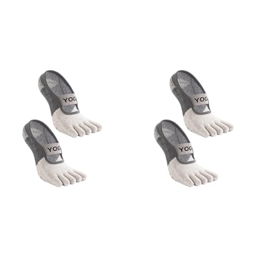 Proberos® Women Classic Cotton Non-Slip Yoga Socks Anti-Skid 5-Toe Grip with Breathable Fabric Elastic Straps Ideal for Pilates Barre Ballet Gym Home Workouts Grey 2PCS Proberos® Women Classic Cotton Non-Slip Yoga Socks Anti-Skid 5-Toe Grip with Breathable Fabric Elastic Straps Ideal for Pilates Barre Ballet Gym Home Workouts Grey 2PCS